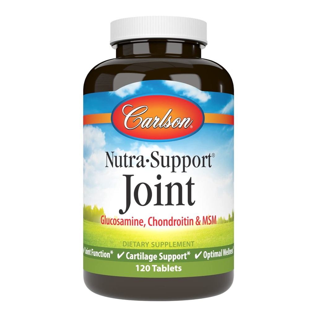 Carlson - Nutra-Support, Glucosamin Chondroitin & MSM, Gelenkfunktion, Knorpelunterstützung & Optimale Wellness, 120 Tabletten