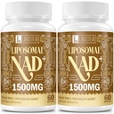 1500 MG Liposomal NAD+, 98%+ Assorbimento, NAD+ Supplemento per le donne e gli uomini con TMG, per la difesa dell'invecchiamento, l'energia cellulare, la funzione di cuore e cervello, la longevità, 120 Softgels