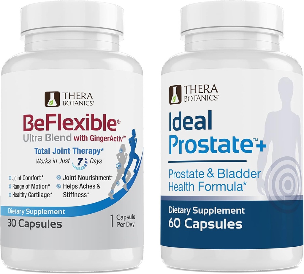 Therabotanics BeFlexible Ultra Joint Support Supplement and Ideal Prostate Powerful Prostate Supplement for Men Bundle