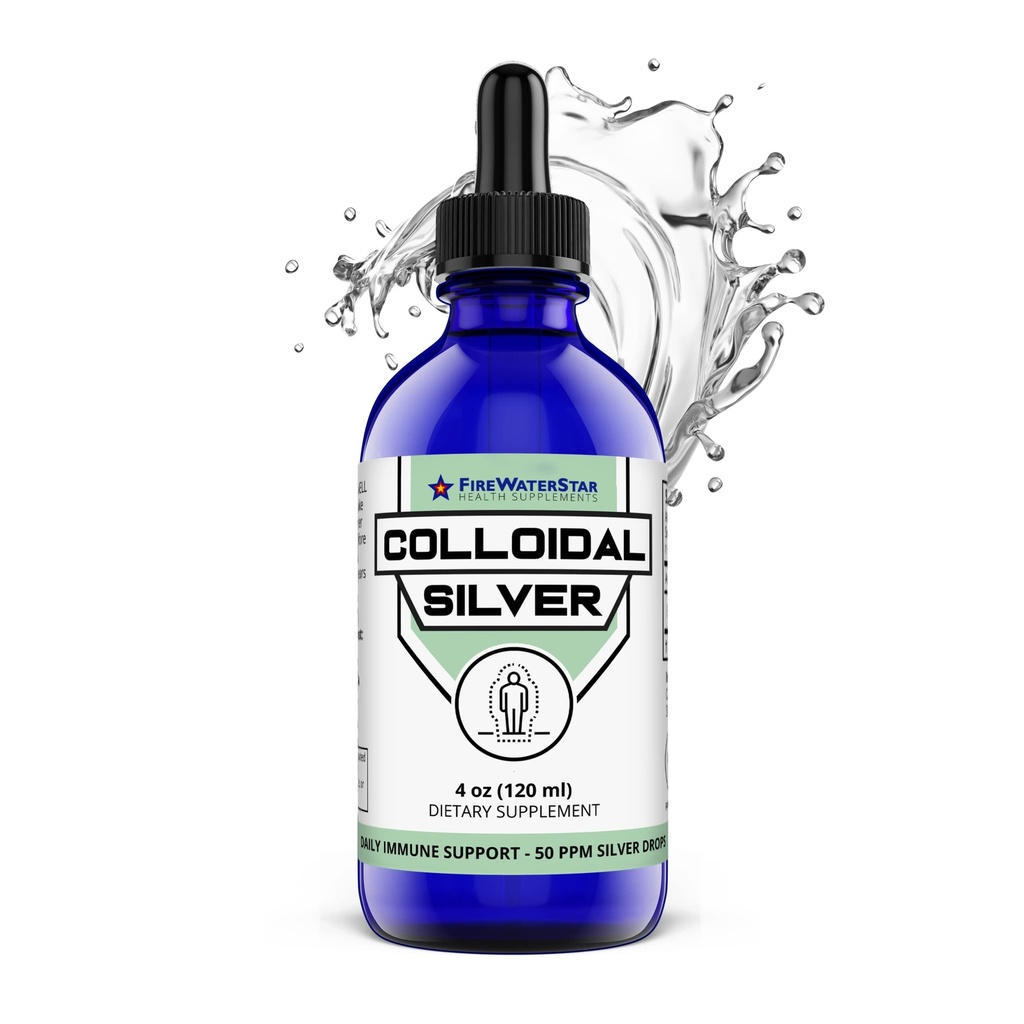 FWS kolloidales Silber, flüssige Silber Tropfen, 99,99% reines Silber, 4 Unzen Glasflasche, 60 Portionen (2 Monate Versorgung), 50 ppm, Konzentriert für einfache und bequeme Servierungen