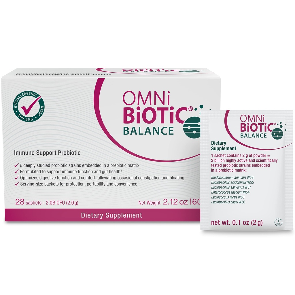 OMNi BiOTiC Balance Probiotic Immune Support - Bifidobacterium & Lactobacillus - Hypoallergen - Immune Booster Supplement für Männer und Frauen - Non-GMO (28 Daily Packets)