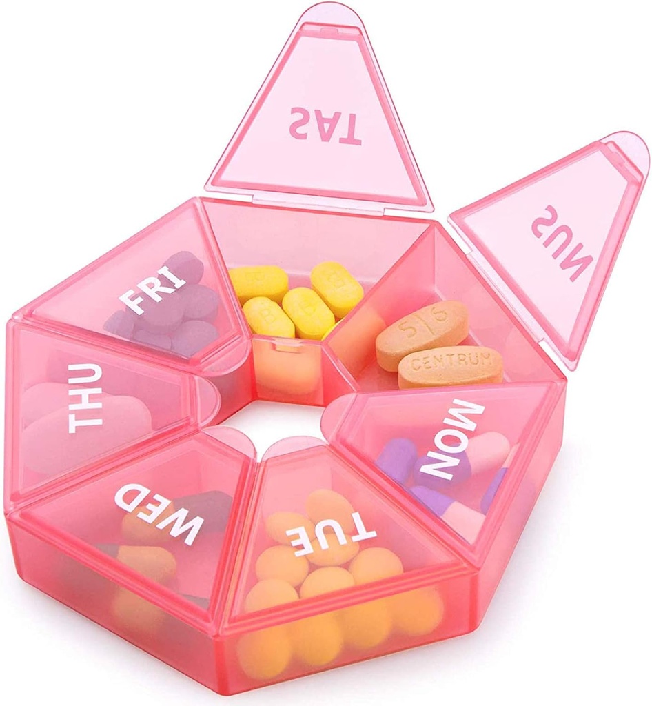 Organisateur hebdomadaire Grande boîte à pilules de 7 jours Organisateur Daily Medicine Case for Vitamine Fish Oil Pills Suppléments Arthrite Friendly