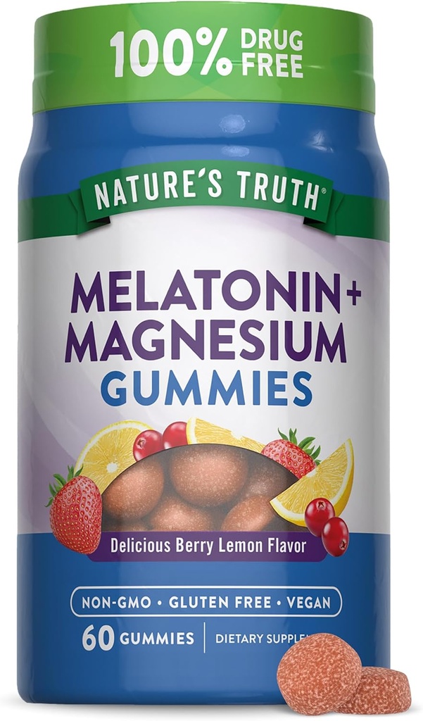 La vérité de la nature Melatonine avec des gommes de magnésium.