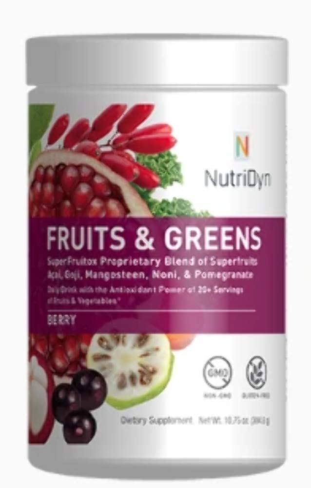 NutriDyn Fruits & Greens Berry Flavor *Certified Organic* w/ Acai, Gogi, Mangosteen, Noni & Pomegranate Super Fruits 304.8 Gramm (Beere)
