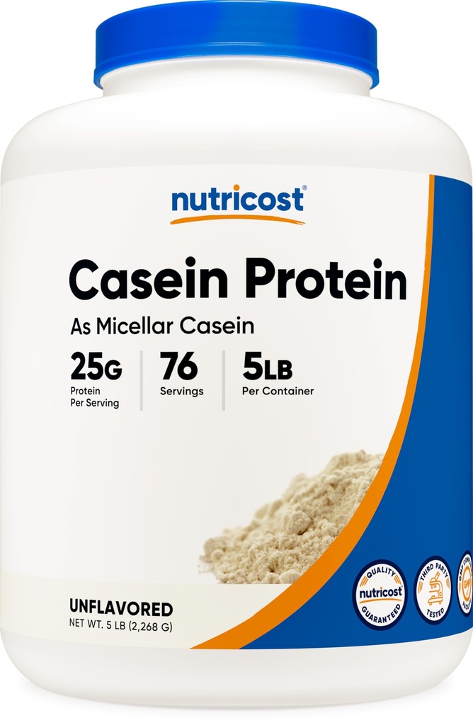 Nutricost Casein Protein Powder 5lb - Micellar Casein, Non-GMO, Glutenfrei (Unflavored)