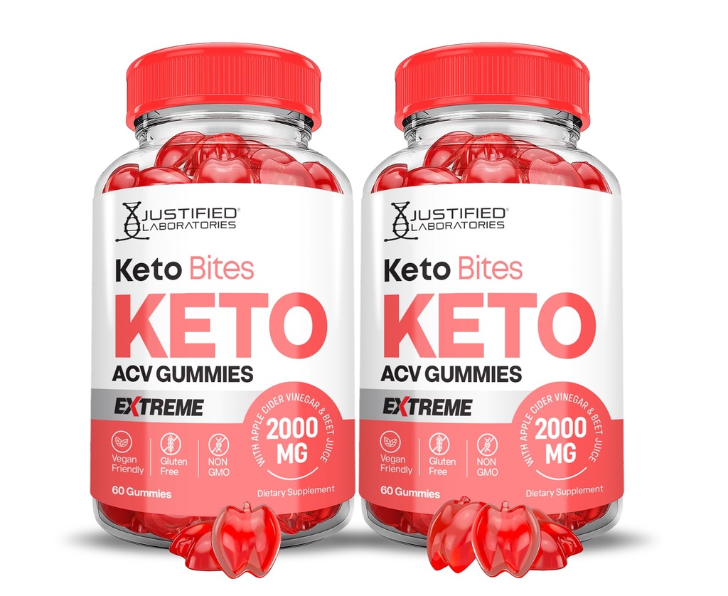 (2 Pack) Keto Bits Keto ACV Gummies Extreme 2000MG Keto Bites Keto Gummies Apple Cider Vinegar Formulated with Pomegranate Beet Juice Powder B12 Vegan Non GMO 120 Gummys