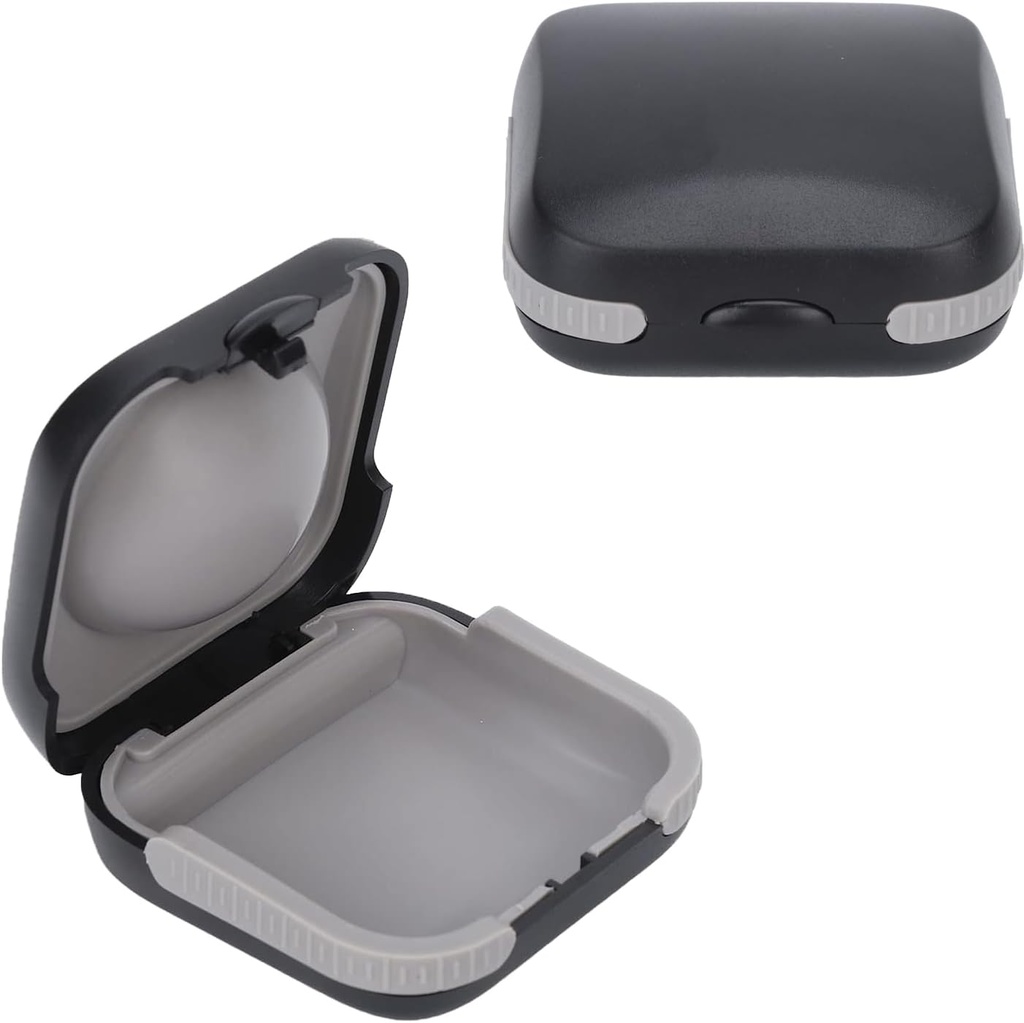 Custodia protettiva per apparecchi acustici da viaggio Hard Small Splashproof 2.16"*2.04"*0.39" Interno ammortizzato per 2 apparecchi acustici, ITE, RIC, CIC (nero)