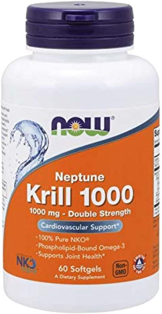 Now Foods Neptune Krill 1000 Fish Oil 1000 Milligram, 60 Softgels (2 Pack)