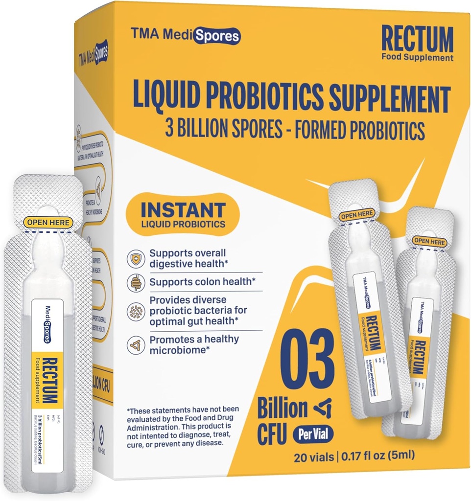 Rectum Soil-Based Probiotic Liquid Support Gut Health*: Rilievo di Stomach, Effetto sul Bloating,Immune & Support Long Lasting Digestive Health, Bevanda giornaliera per Adulti/Kids,20 fiale (3 miliardi CFU/vial)