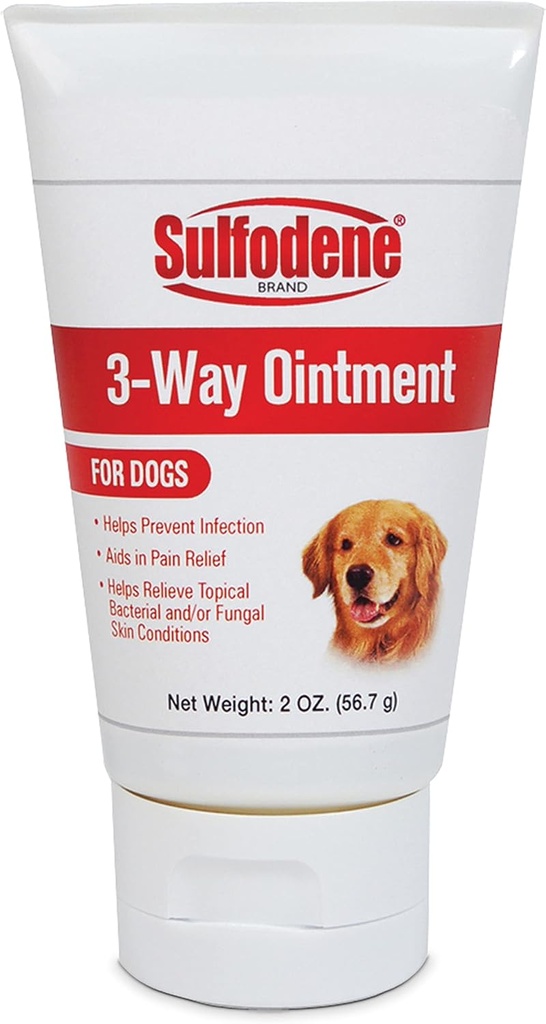 Sulfodene Hund Wound Care 3-Way Salbe, lindert Schmerzen & Prävention Infektion für Hunde Schnitte, Schränke, Biss und Verletzungen, 2 Unze