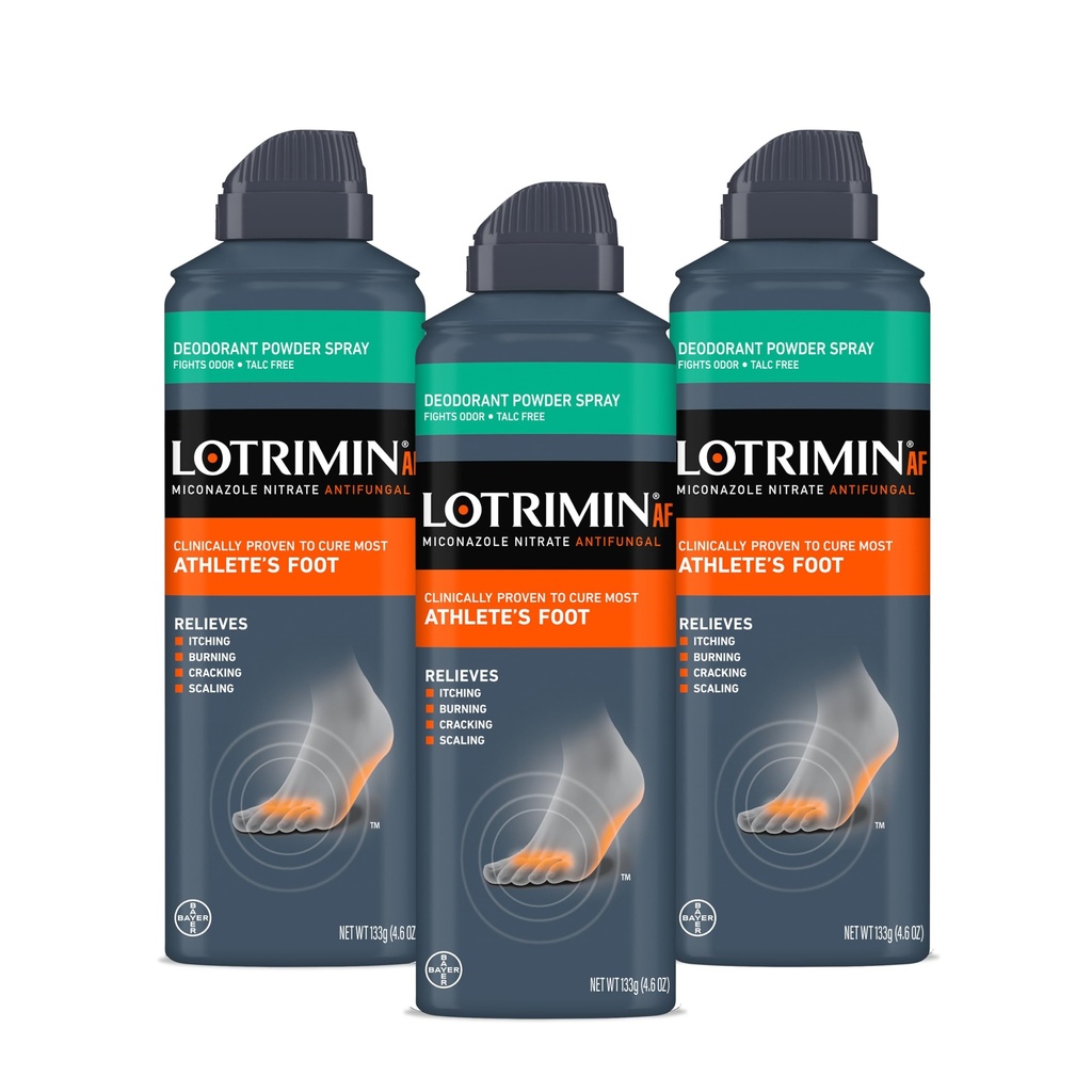 Vaporisateur de poudre de désodorisant médicamenté de Lotrimine avec nitrate de Miconazole 2%, 4,6 oz (paquet de 3)
