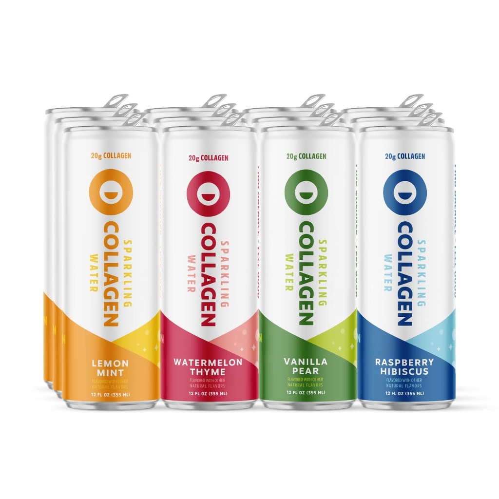 Kreis Sparkling Collagen Wasser Vielfalt 12-Pack. Refreshing Infused Schaumwasser trinken mit Collagen Peptides. 20g von Collagen Peptide Protein, Low Sugar, Keto Friendly
