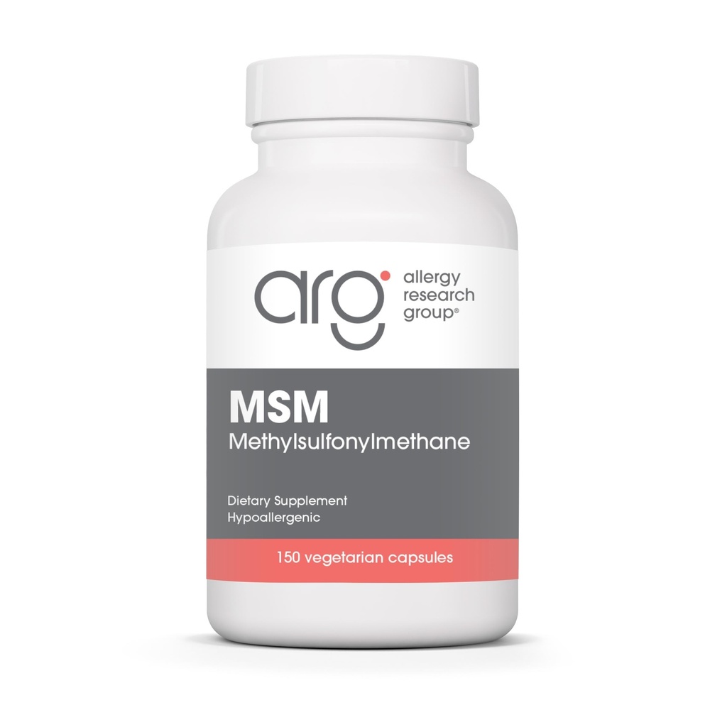 Allergy Research Group MSM Supplement - MSM Powder Capsules for Hair Growth, Methylsulfonylmethan for Healthy Hair, Skin & Nails, 500 mg pro Servierung - 150 Vegetarische Kapseln