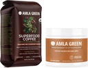 Amla Green Bio Ground Superfood Coffee and Amla Powder Superfood Supplément avec Spice de citrouille, 20x Amla ultra concentrée