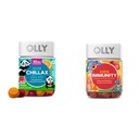 OLLY Kinder Chillax, Magnesium Gummies Plus L-Theanin, Zitrone Balm & Kinder Immunität Gummy, Immununterstützung, Wellmune, Elderberry, Vitamin C, Zink, Kaukasusergänzung, Kirsche - 50 Count