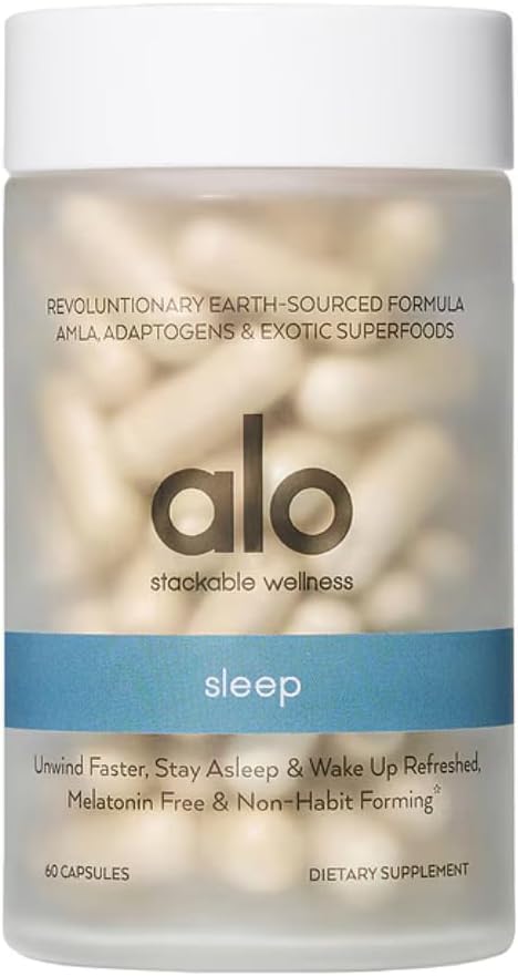 Alo Yoga Sweet Sleep Melatonin-Free Sleep Support mit Aquamin® Magnesium, GABA & L-Theanine | Fördert Restful Sleep & Relaxation | 60 Kapseln