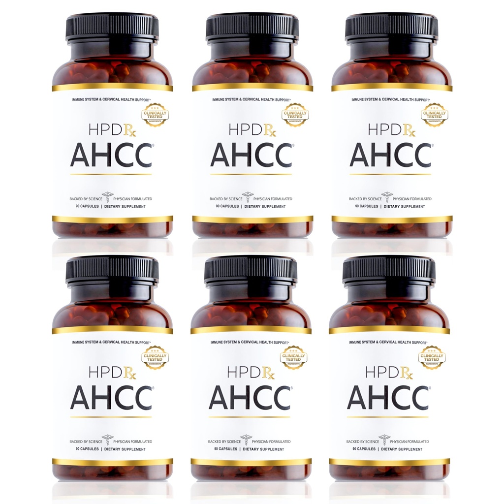 HPD Rx Premium AHCC & Shiitake Mushroom 1100 mg per Serving Supplement, Natural Immunity Booster, Mantiene Natural Killer Cell Activity | AHCC è dimostrato in 30+ Studi | 180-Day Supply, 6-Pack