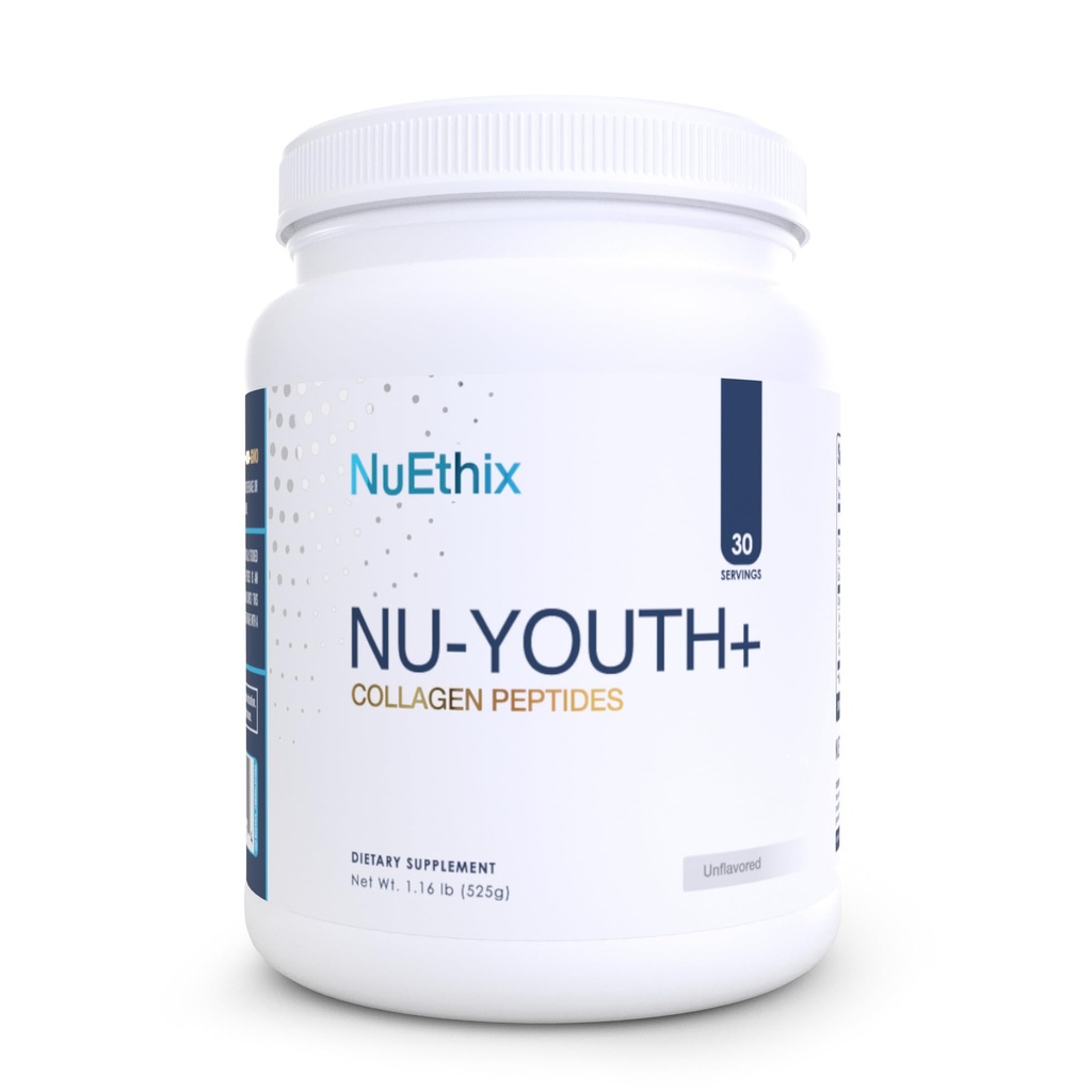 NuEthix Formulations Nu-Youth + Collagen Protein, Collagen Peptides, peut aider à soutenir les os et les articulations complément alimentaire, 30 portions