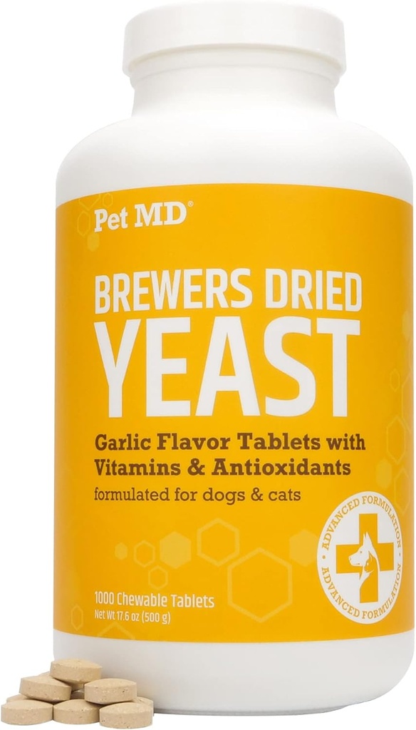 Levure d'ail et de bière pour chiens et chats - Antioxydants d'ail et de levure plus - Comprimés de levure de bière pour chiens et chats - Vitamine B 1 et Vitamine C - 1000 ct