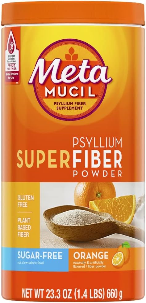 Metamucil Psyllium Polvere super fibra senza zucchero, arancione, 23.3 oz