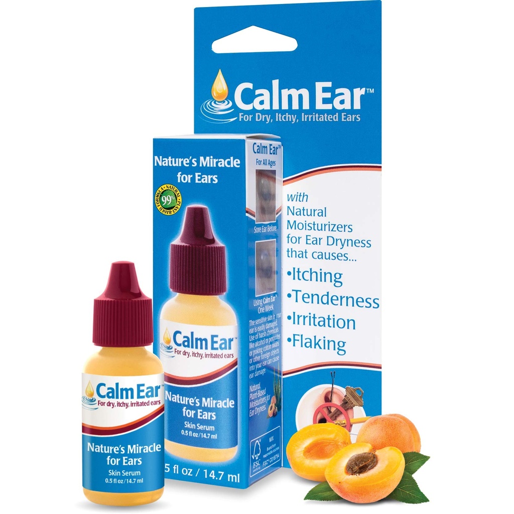 Miracell Calm Ear Drops 14.7 ml – Natürliches Relief für juckende, unruhige & trockene Ohren - Lubricates Ohrstöpsel & Hörgeräte