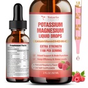 Potassium Magnesium Supplement Liquid Drops - High Absorption Potassium Supplement with Magnesium, Calcium, Vitamin D3 K2, Vegan, Non-GMO Potasio Support Leg Cramps, Bone, Muscle - 2 Fl oz