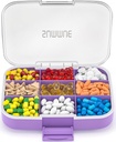 Large Pill Organizer, 9 scomparti Portable Travel Pill Box Case Moisture Proof, XL Pill Container Holder per Vitamine, Cod Liver Oil, Integratori, Farmaci (Purple)
