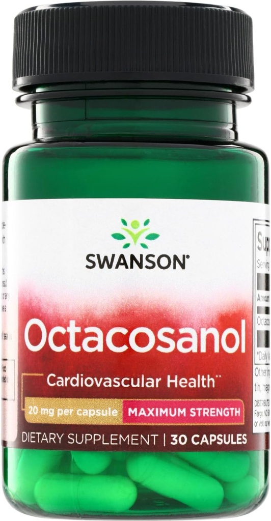 Swanson Résistance maximale Octacosanol 20 Milligrammes 30 Capsules