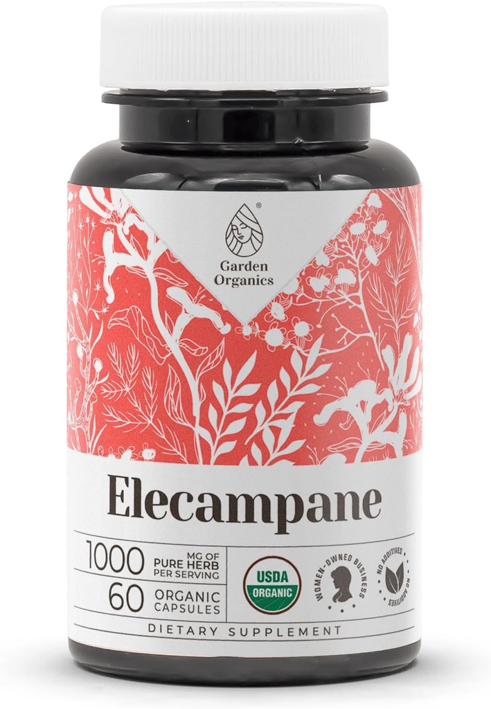 Elecampane USDA Organic 60 capsule | Supplemento naturale ad alta potenza | Capsule vegetariani biologici certificati ed Elecampane organiche (Inula Helenium) Radice secca (60 capsule)