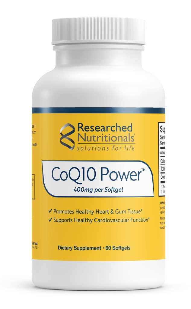 Geforschte Ernährung CoQ10 400mg Softgels für Herzgesundheit - Therapeutic-Strength Coenzyme Q10 Supplement - Unterstützung natürlicher Energie und Immunfunktion, Förderung gesunder Gum-Tissue (60 Softgels)