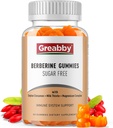 Berberine mit Ceylon Cinnamon Supplement - Berberine Gummies, Organic Berberine HCL 1200 mg für Erwachsene, Immunsystemunterstützung, Sugar Free, GMO Free, Glutenfrei, 60 Gummie