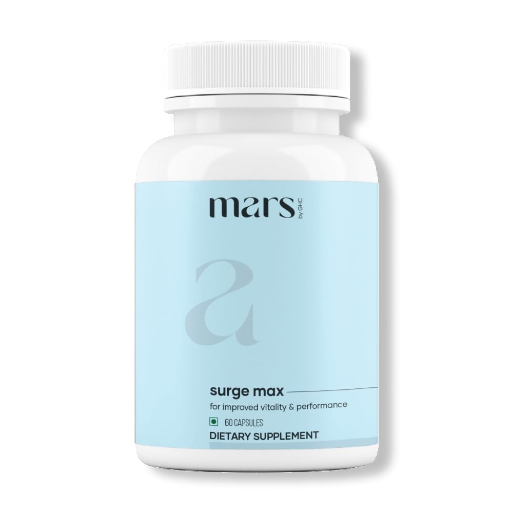 Mars Surgemax Natürliche Kapseln mit Shilajit & Safed Musli | Unterstützt Energie, Stärke & Immunität | für Active Lifestyle | 60 Kapseln | Paket von 1