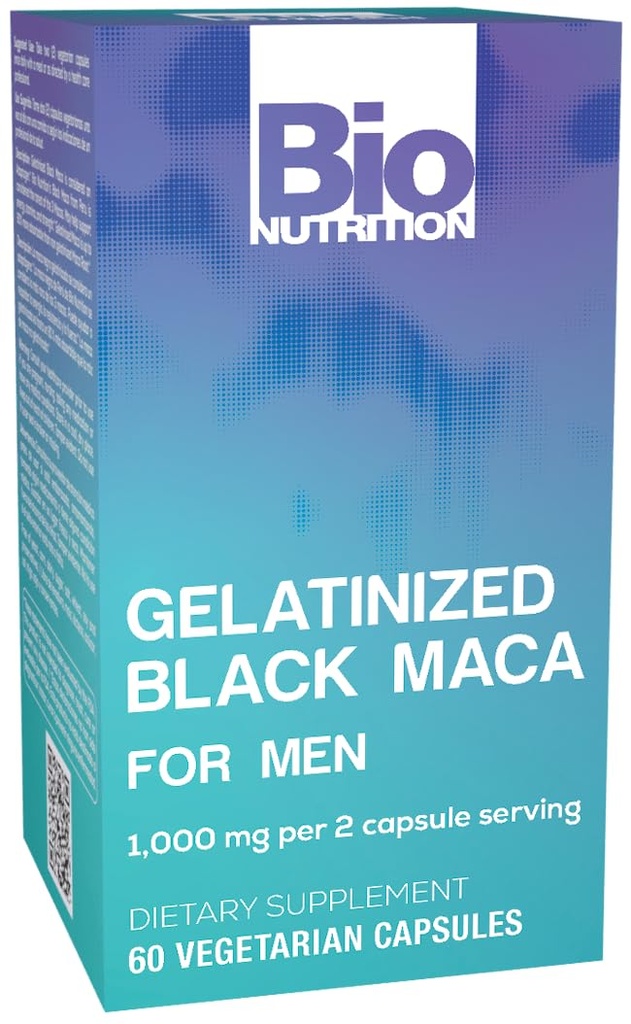 Bio Nutrition Gélatinisée Black Maca 60 Capsules végétariennes : 1 500 mg par portion