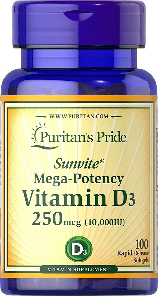 Puritan's Pride Vitamin D3 10.000 IU-100 Softgele