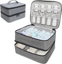 Organizzatore di medicina di viaggio e borsa di stoccaggio - borsa dell'organizzatore della bottiglia di doppio strato per i farmaci di emergenza, rimedi o corredi medici, sacchetto di medicina vuoto bloccabile a cerniera per la casa (Grey, M)