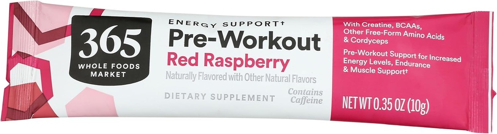 365 par Whole Foods Market, Red Raspberry Preworkout Packet, 0.35 Ounce