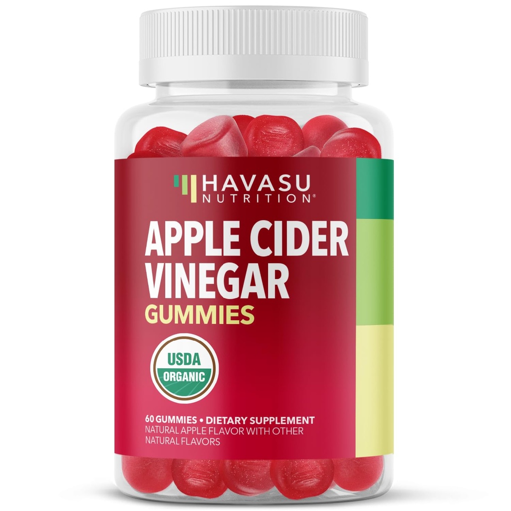 Gommies de vinaigre de cidre de pomme - Vitamines organiques de vinaigre de cidre de pomme pour la santé digestive, le métabolisme et le soutien de la gueule - 60 Compte - Vegan, non-OGM, sans gluten - Delicious Flavor & No Harsh Taste - 1 mois approvisionnement