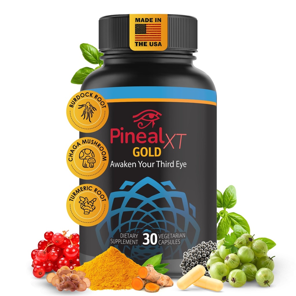 Pineal XT Gold - Integratore Pineal Gland - Terzo Occhio Risveglio - Integratore Focus e Memoria per Cervello - 7 potenti ingredienti Decalcificare, Detox e Attivare il vostro Gland Pineale
