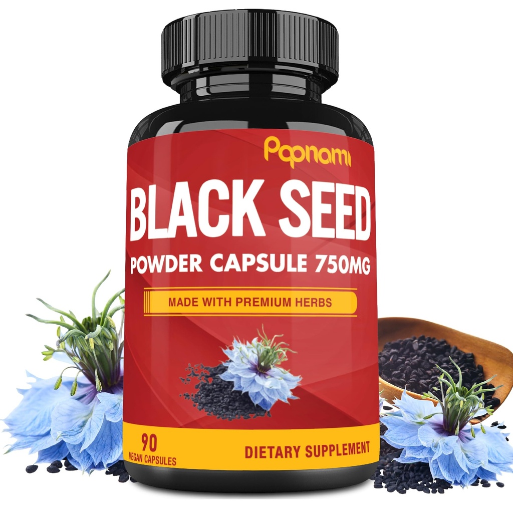 Pure Black Seed Powder Capsules 750mg - Supplemento Premium per Immunità, Digestiva, Pelle, Hair & Body Balance - 90 Pillole per 3 mesi di fornitura