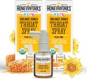 HoneyWorks Kids Throat Spray per Sore Throat Relief, 1 Oz (Pack of 2) Soothing Non-GMO USDA Organic Dark Honey + Zinc, Fast-Acting Relief, 12 Mesi+