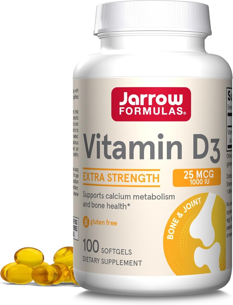 Jarrow Formulas Vitamin D3 25 mcg, Nahrungsergänzung, Knochen und Gelenk, Unterstützung für Immungesundheit und Calciummetabolismus, 100 Softgels, 100 Tage Versorgung