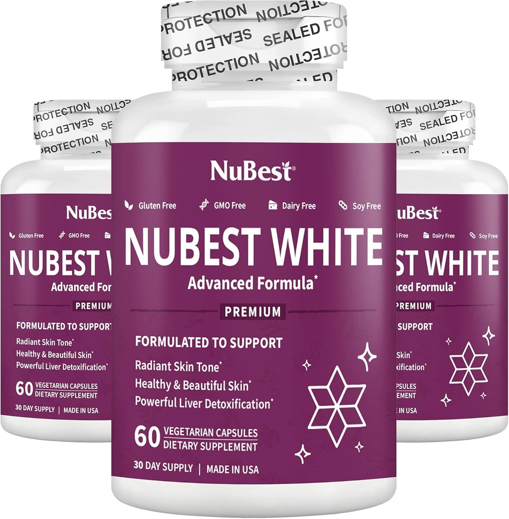 NuBest White - Unterstützt schöne und strahlende Haut mit Glutathion, Milchdistelextrakt, L-Cystein, precious Kräuter und Vitamine (3 Pack)