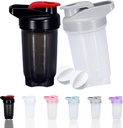 Shaker Bottiglia Protein Shaker Cup e 10-Ounce/300ML ShakerBottle con Sfere Whisk, Set di proteine ShakerBottles, plastica non-BPA (Black+Grey(2PCS))