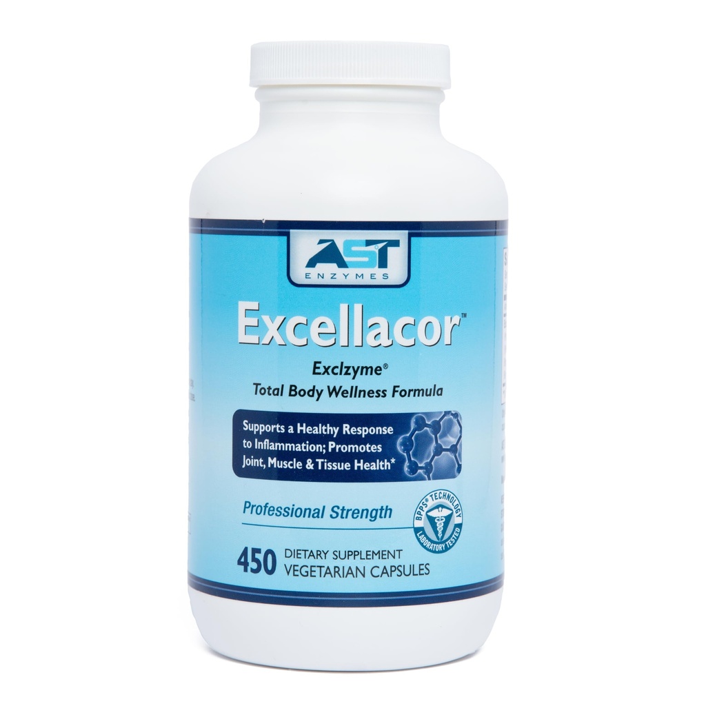 AST Enzymes Excellacor-450 Vegetarische Kapseln-Premium Natural Systemic Enzyme Formel-Total Body Support - Enthält Säure-Resistant Serrapeptase - Unterstützt gesunde Entzündung & Gelenke