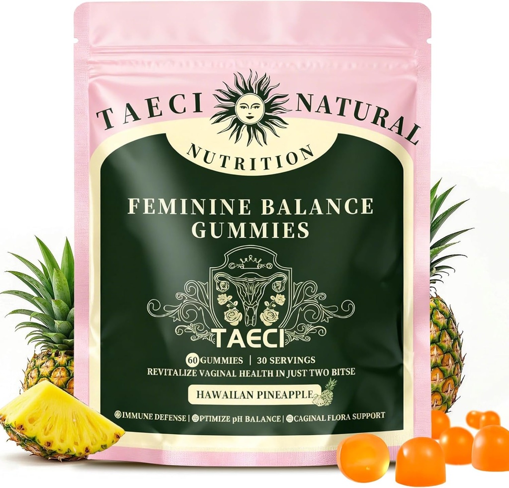 Premium Feminine Balance Gummies per la salute delle donne – Hawaiian ananas Flavor, Supporta la vitalità e la salute del fegato (Nuova confezione)