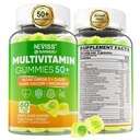 Multivitaminico per uomini 50 + Plus, Zucchero Uomini Multivitaminici Gummies w/Omega-3, Coq10, D3k2, Calcio, Magnesio, Zinco, Vitamine A, C & E, Mens Vitamine per HeRt, Antiossidante, Cervello, Bone, 60cts