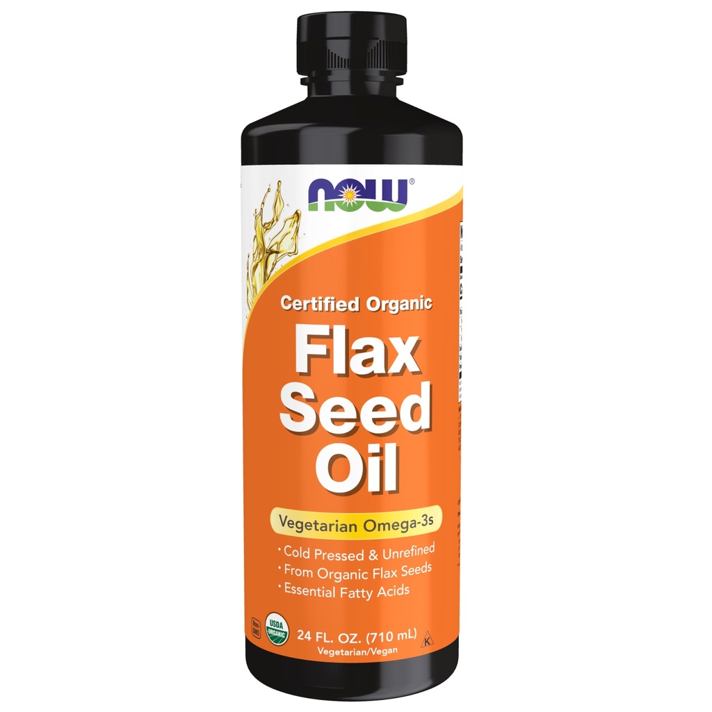 JETZT Nahrungsergänzungsmittel, Certified Organic Flax Seed Oil Liquid, Cold-Pressed und Unrefined, 24-Ounce