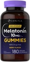 Carlyle Melatonin Gummies 10mg | 180 Count | Adult Drug Free Aid | Berry Flavor | Vegan, Non OGM, Gluten Free Supplement