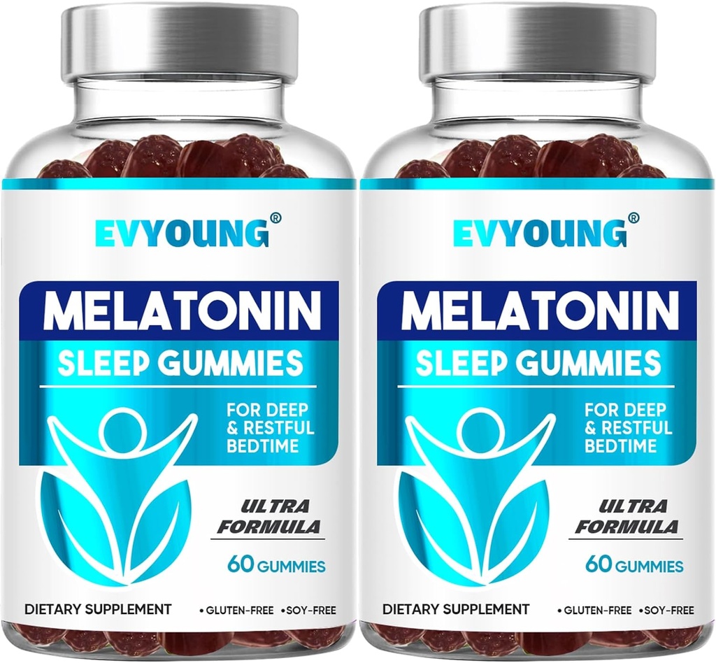 EVYOUNG Melatonin Gummis,Sleep Support für Erwachsene,1000 mcg Melatonin 120 Gummis bis zu einer 60-Tage-Versorgung,Supplement für Schlafen