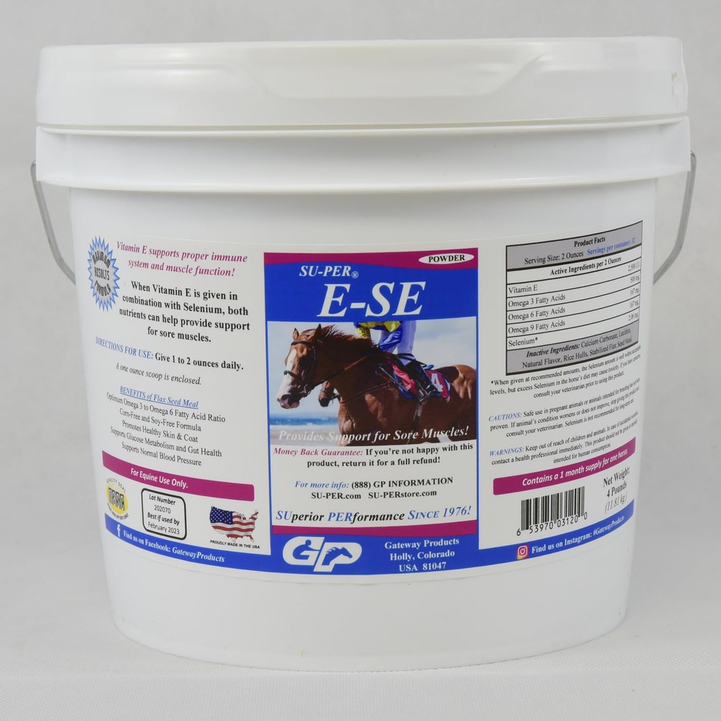 SU-PER E-Se Horses Antioxidans Supplement - Vitamin E & Selen für Sore Muskeln Unterstützung - 4 Pfund, (2 Packung)